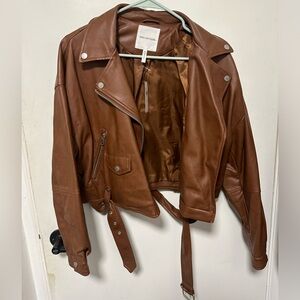 Avec les filles faux leather bomber jacket